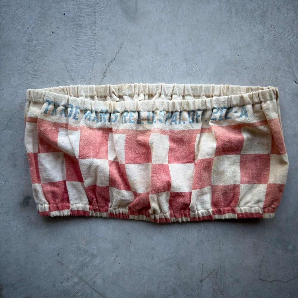 Vintage Handmade Feedsack Tube Top Red Checkered Festival Desert Fairy Cottage